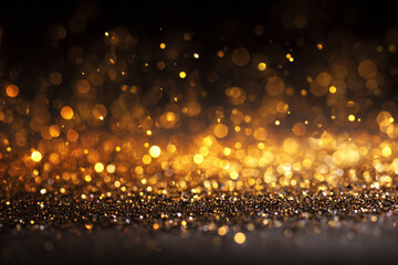 shimmering golden bokeh lights against a dark background