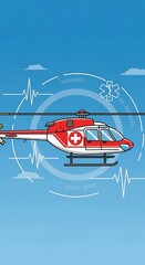 Emergency Medical Helicopter in Flight - Rescue and Aid.