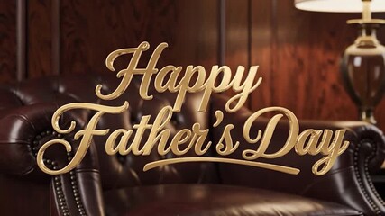 Happy Fathers Day Celebration with Leather Chair and Lamp.