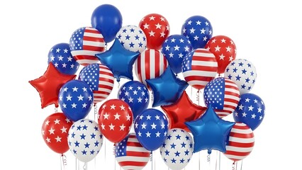 Obraz premium Patriotic balloons in red white and blue for independence day celebrations