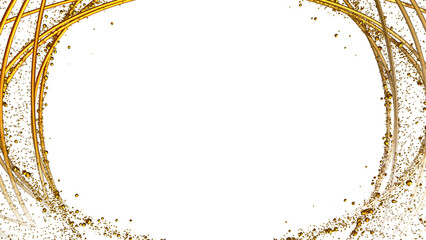 Elegant Gold Circular Gradient Lines Frame with Text Space on Transparent Background