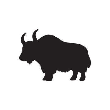 Yak silhouette icon vector flat design