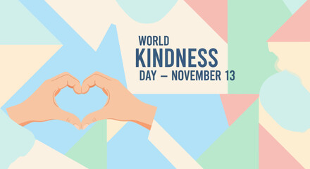 World Kindness Day November 13 Hands Heart Shape Abstract Geometric Background