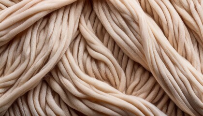 close up of beige linen yarn texture
