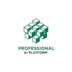 Green 3D Cubes Representing AI Technology Platform.