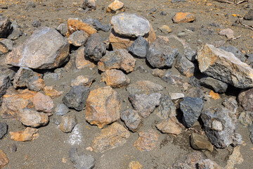 Closeup Volcanic rocks of Mount Aso and Vulcano in Aso Kumamoto perfecture in Japan