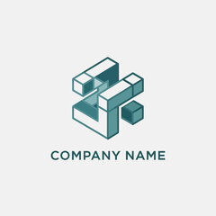 Geometric Logo Design with Cubes and Text.