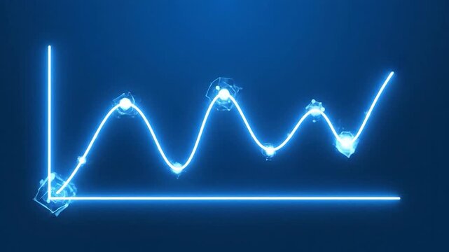 Neon Graph Animation - Visualizing Data Trends with Glowing Lines.