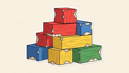 積み木 が 高く 積まれてる