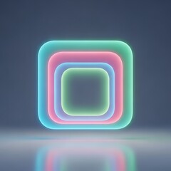 Vibrant neon square with colorful glowing layers