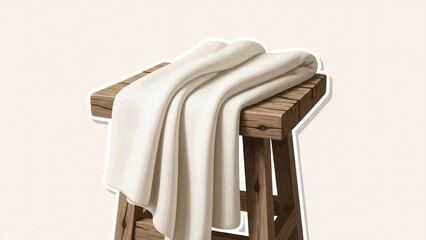 木の椅子に布が優美に置く