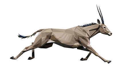 Geometric low poly antelope in motion capturing dynamic wildlife art