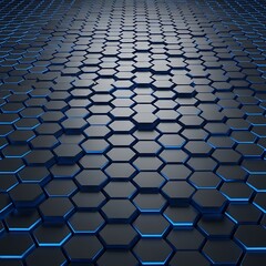 Dark blue hexagonal pattern with glowing blue lines