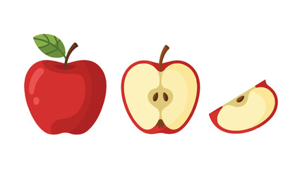 minimal flat design showing three red apples in a row, cartoon style, clean vector illustration, playful and modern look