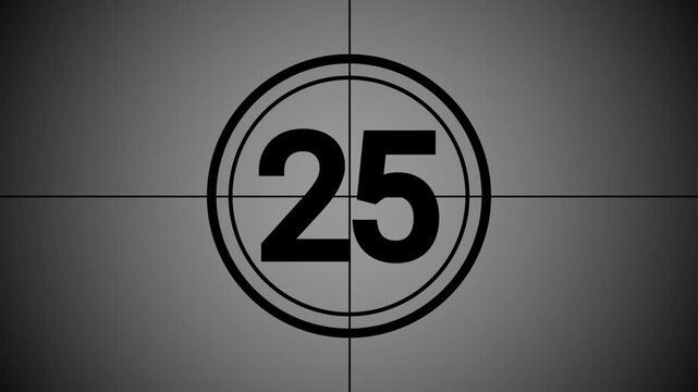 Thirty Seconds Old Film Circular Countdown Animation Vintage Black Background. 4K Video