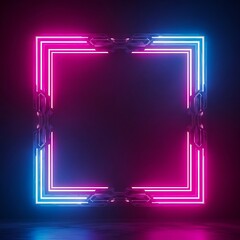 Vibrant neon frame with pink and blue lights
