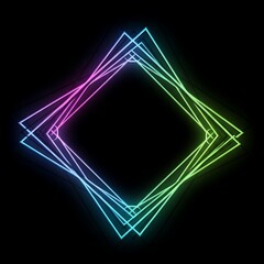 Vibrant neon light frames in pink, blue, and green hues