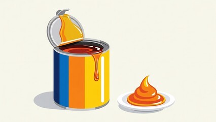 缶からソースが溢れ出す