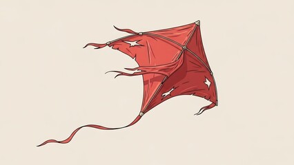 赤い凧が美しく舞う