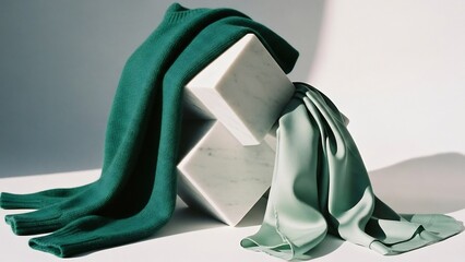 静かに布が優雅に置かれる