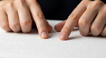 Close up of hands touching braille representing literacy for the visually impaired