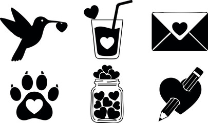 Love symbols collection with heart shapes in various designs for romantic and affection themes vector illustration