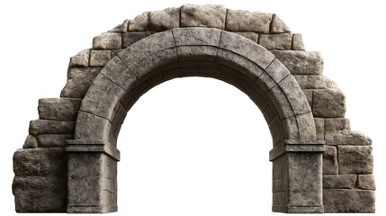 Stone archway with thin straight edges and rounded corners on neutral background