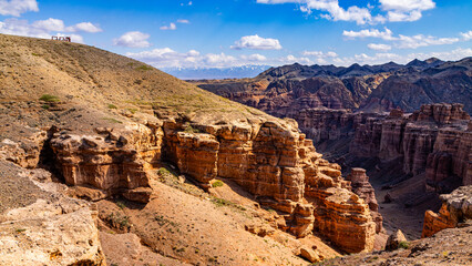 Charyn Canyon, Valley of Castles. The excellence of Kazakhstan. Panorama of natural unusual landscape
