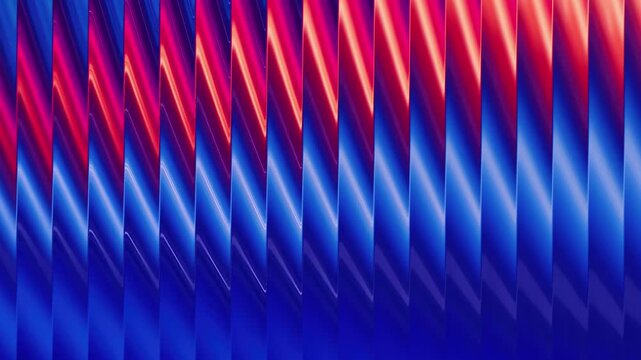Abstract background of vertical blue and red glowing light stripes creating a dynamic, futuristic pattern animated background