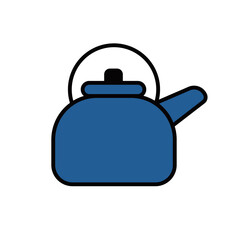 Obraz premium Simple Flat Kettle Icon with Bold Outline 