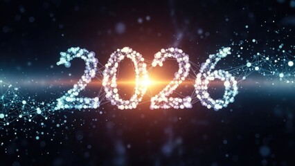 Glowing digital 2026 with network connections and light effects
