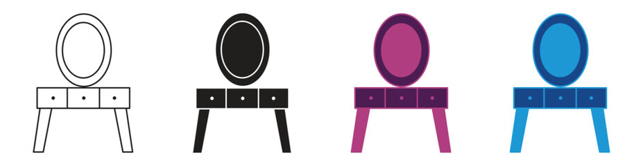 Dressing Table icon set, vector illustration.