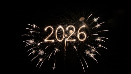 Fireworks display celebrating new year 2026 against night sky