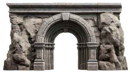 Stone archway with thin straight edges and rounded corners on neutral background