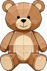 Cute teddy bear papercraft template