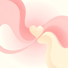 Abstract Heart Background with Soft Pink and Cream Flowing Waves
