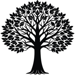 Obraz premium Decorative Tree Silhouette Icon in Single Color 