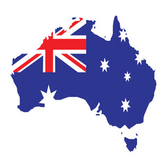 Australia map with national flag colors, vector illustration