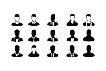 Business Avatar Icon Set Professional User Profiles, Corporate Team Silhouettes, and Social Media Design