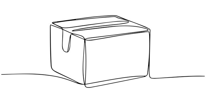 Carton box one line continuous drawing. Cardboard box continuous one line illustration, Cardboard box continuous one line drawing. Online shopping, fast delivery concept in simple linear style. Vector
