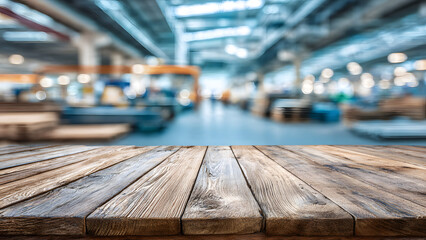 empty wooden table in the restaurant, Product presentation. Wooden table, event hall, commercial premises.