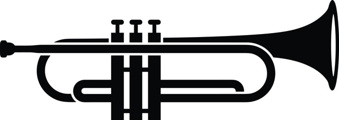 PrintBlack Trumpet Vector Icon Minimalist Brass Musical Instrument Illustration for Jazz Music Festival Band Performance Orchestra Concert and Wind Instrument Silhouette © Creatives World