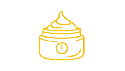 An illustration depicting a jar of cream, stylized with an outline. The image has a clean, minimalist design, emphasizing the product's shape