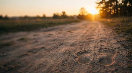 Shared Pathway With Two Sets of Footprints