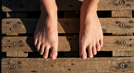 Comparison between swollen foot and normal foot showing inflammation and health problem