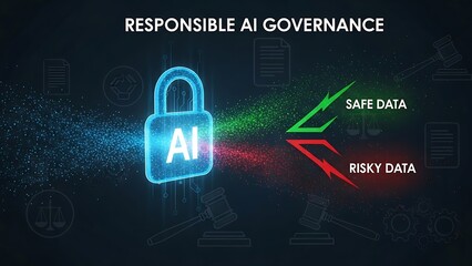 Responsible AI governance concept with safe and risky data  security and protection