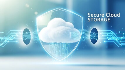 secure cloud storage concept with shield and cloud icon  data protection
