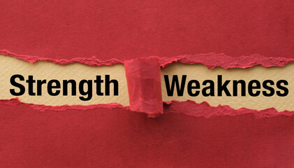 Strengths and weaknesses are shown using the text as business concept