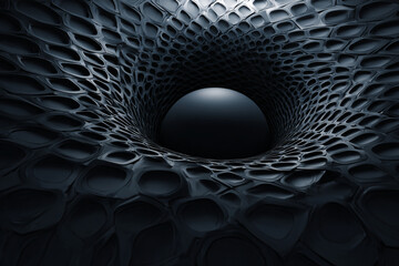 abstract organic dark tunnel texture with hole and reflections
