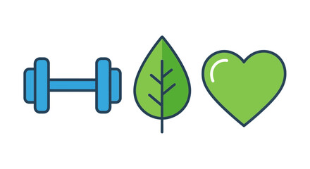 Healthy Lifestyle Concept with Fitness, Nature and Love Elements